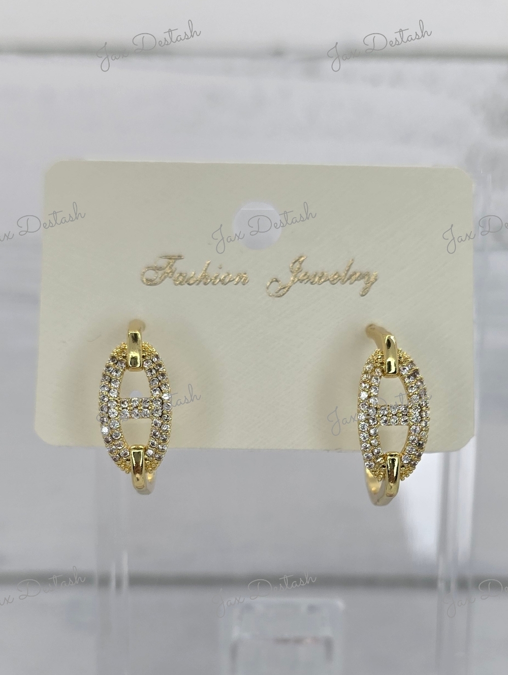 Gold Tone Crystal Pavé Hoop Earrings ER4748